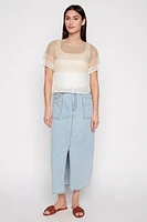 Color block lurex crochet top