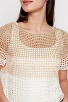 Color block lurex crochet top