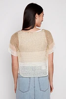 Color block lurex crochet top