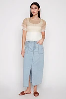 Denim maxi skirt with rhinestones