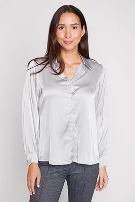 Solid satin blouse