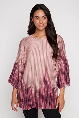 Pleated border print tunic