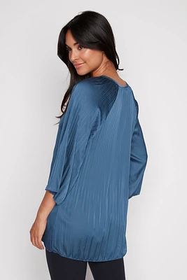 Pleated solid border print tunic