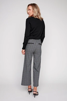 Wide leg plaid pant