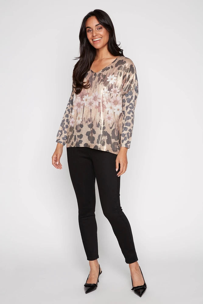 Le pull fleuri animalier