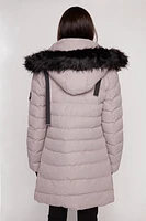 Quilt fooler jacket with fun fur hood