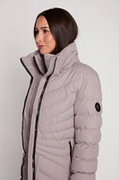 Quilt fooler jacket with fun fur hood