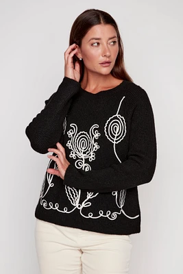 Abstract floral soutache sweater