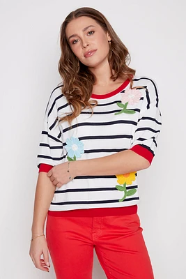 Floral applique sweater
