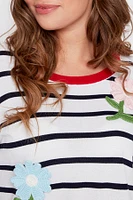 Floral applique sweater