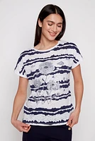 Abstract stripe print top