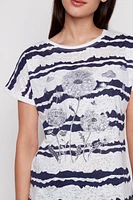 Abstract stripe print top