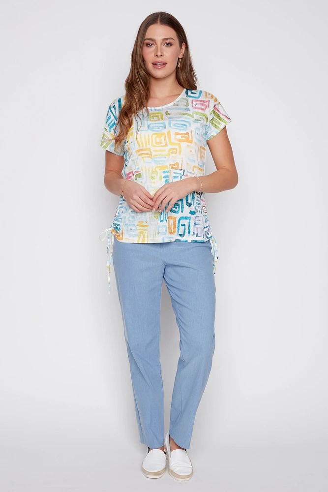 Abstract front print top