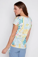 Abstract front print top