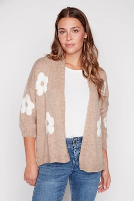 Floral open front cardigan