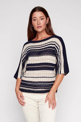 Le pull à rayures lurex tricolores