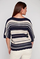 Three tone lurex stripe sweater