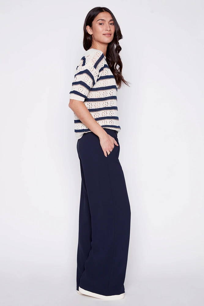 Wide leg crepe pant