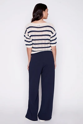 Wide leg crepe pant