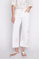 Wide leg jean with floral embroidery