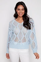 V-neck crochet sweater