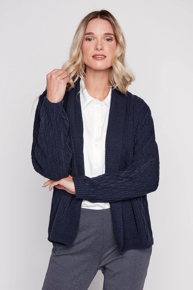 Laddle stitch sweater cardigan