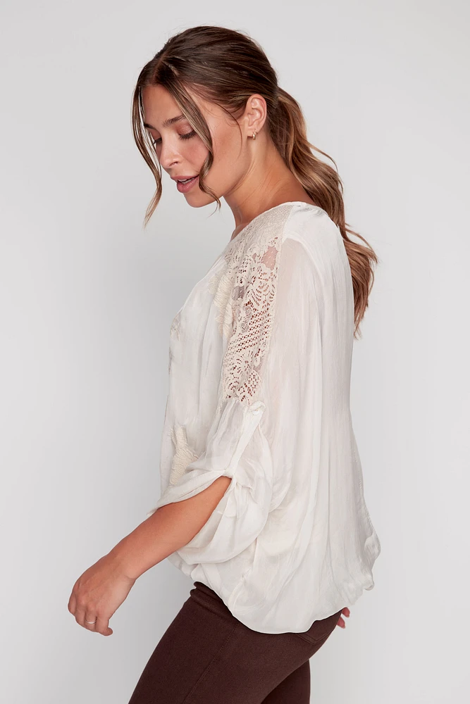 Lace silk top