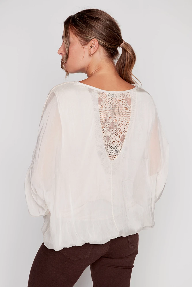 Lace silk top