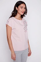 Foil floral cotton t-shirt