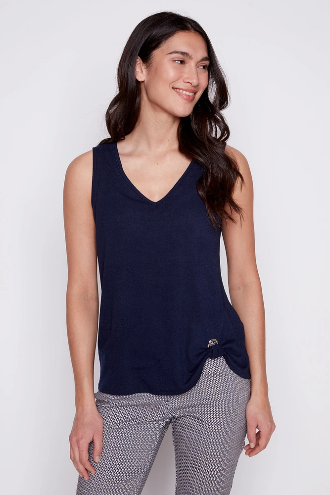 Solid cami with gromet detail