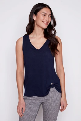 Solid cami with gromet detail