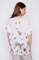 Floral border cotton gauze top