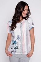 Zig zag lace printed t-shirt
