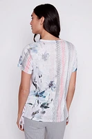 Zig zag lace printed t-shirt