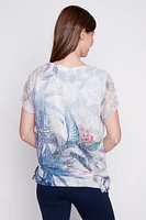 Tropical print burnout top