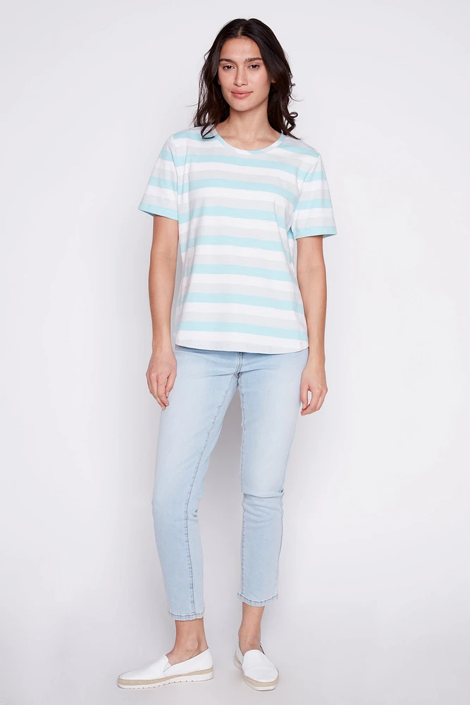 Short sleeve stripe t-shirt
