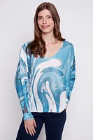 Abstract print knit sweater