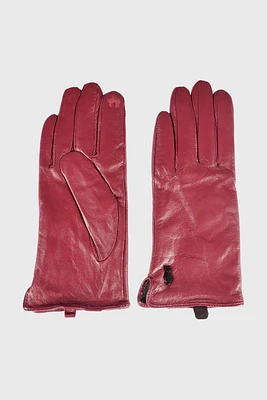 Classic leather gloves with button detail