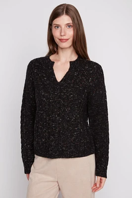 Speckled rib knit sweater