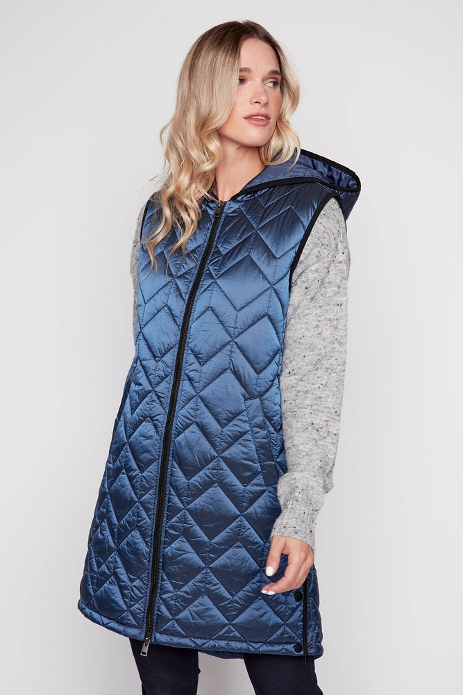 Zip front quilted vest