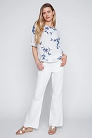Floral cotton gauze top