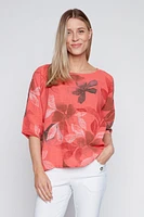 Large floral print cotton gauze top