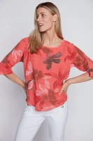 Large floral print cotton gauze top
