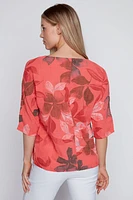 Large floral print cotton gauze top