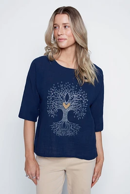Le haut en gaze de coton Arbre vie