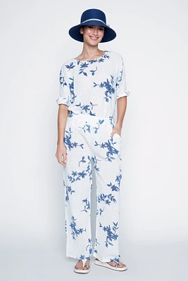 Le pantalon en coton à imprimé floral
