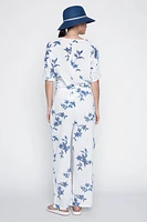 Le pantalon en coton à imprimé floral