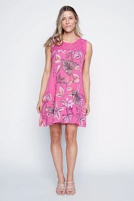 La robe en gaze de coton imprimé tropical