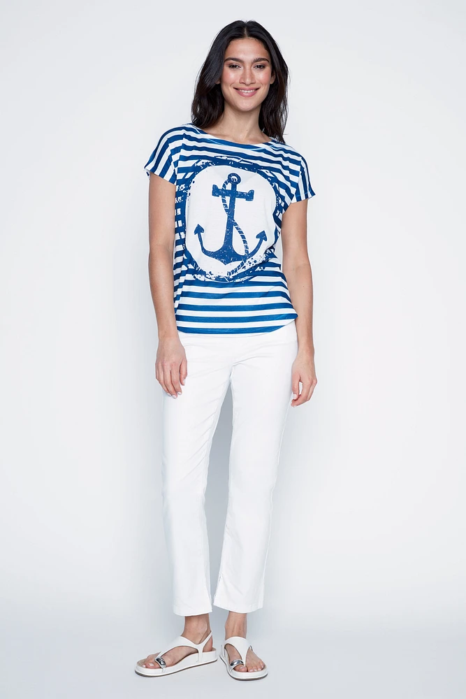 Le t-shirt à rayures et imprimé ancre