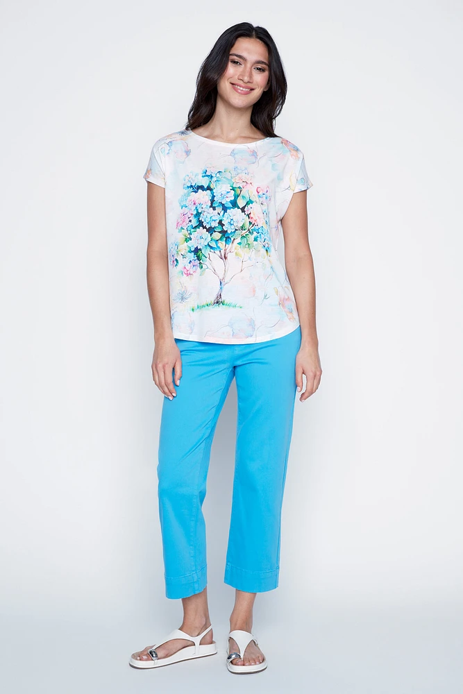 Colorful hydrangea tree print t-shirt